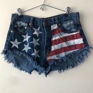 Distressed American Flag Shorts